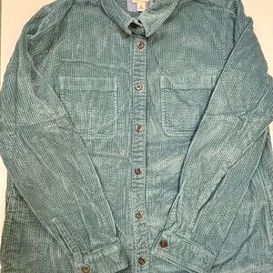 L.L. Bean Women’s Blue Wide Wale Corduroy Shirt Shacket VTG